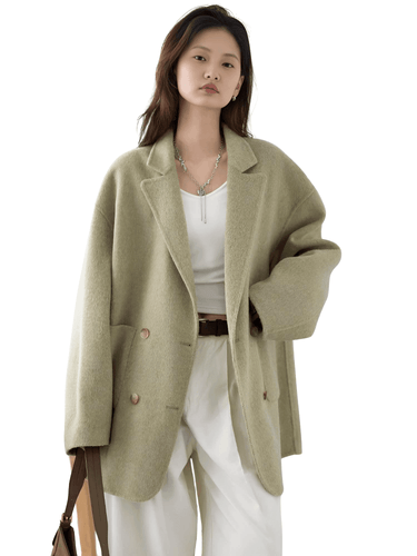 Women's Woolen Coats Loose Casual Double Breasted Retro Jacket Office Lady Outerwear -, Coats & Jackets , Drestiny , Australia, Brown, Canada, Coats, Dark Grey, Green, Grey, Jackets, L, Light Brown, M, New Zealand, S, United Kingdom, United States, XL, XXL , Drestiny , www.shopdrestiny.com